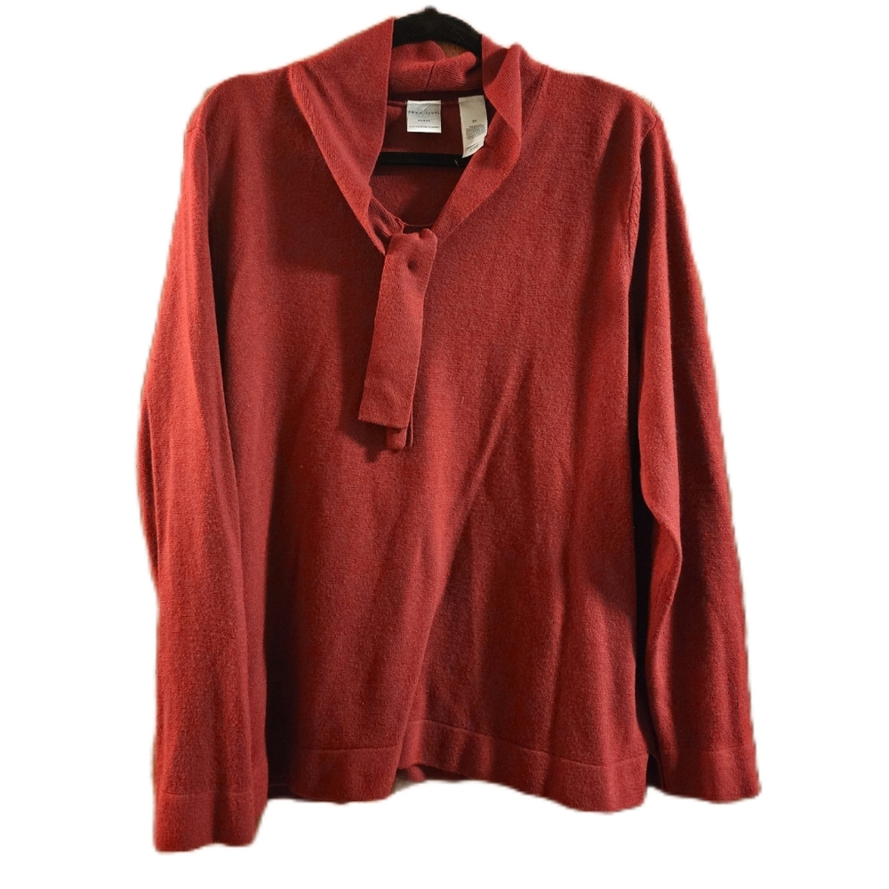 Emma James 3x Red Sweater with Tie Neck
